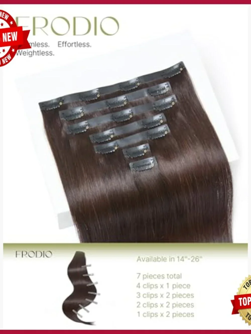 Human Hair Clip-In Extensions 100g 7-Piece Heat Resistant Virgin Remy